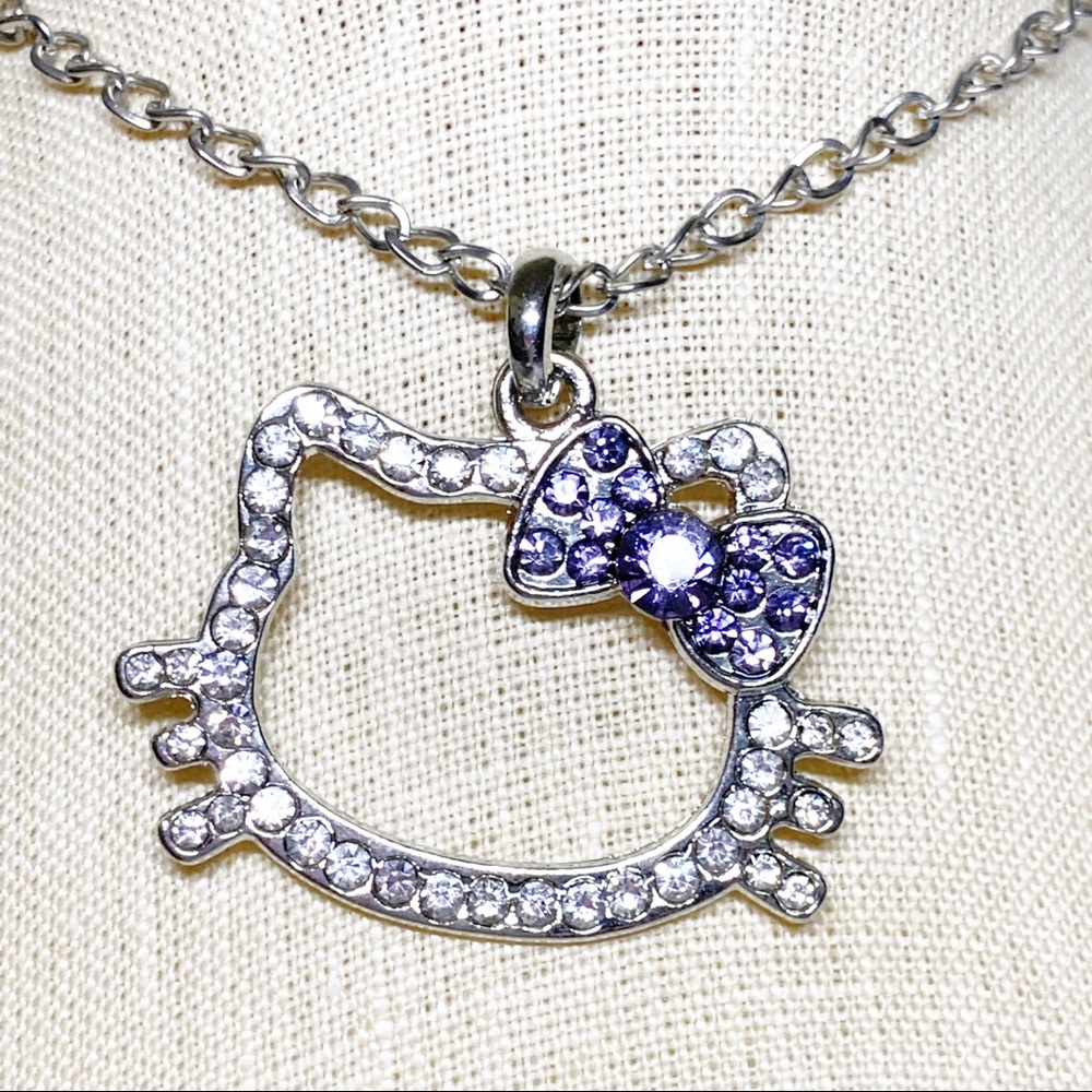 Hello Kitty Harajuku Silver CZ Punk Neck 30 inch